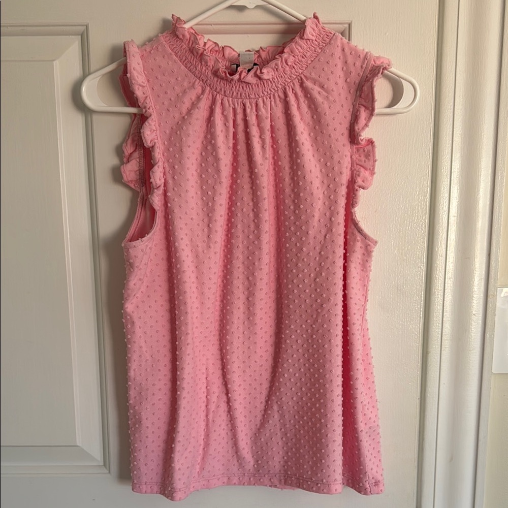Jcrew Pink Ruffled Pintuck Sleeveless Top